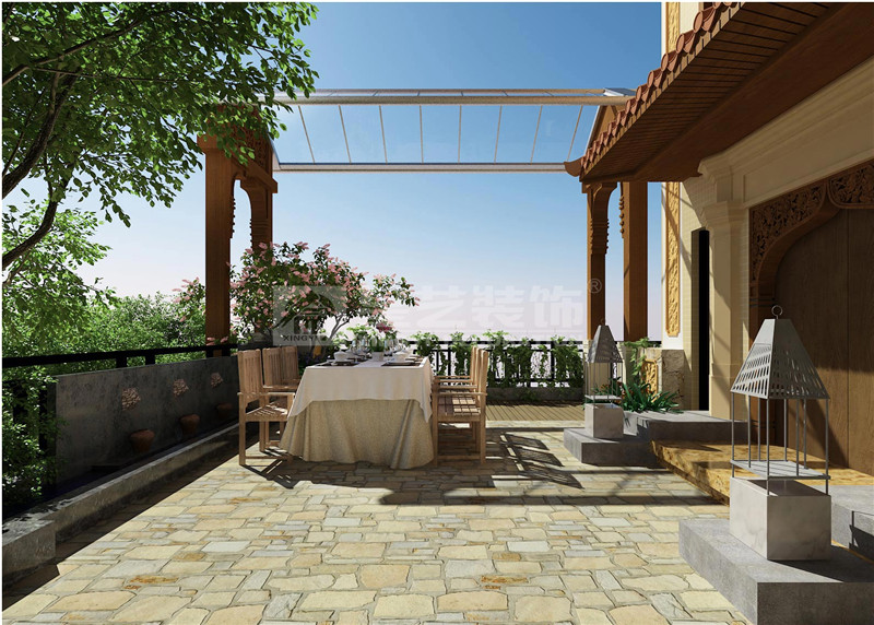 鳳景灣350平東南亞陽臺裝修設計效果圖