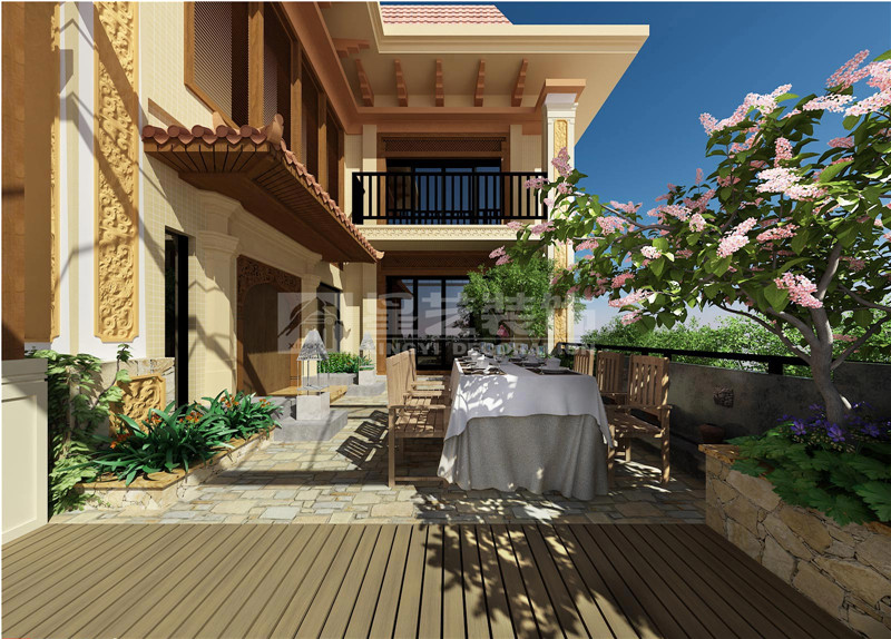 鳳景灣350平東南亞陽臺裝修設計效果圖