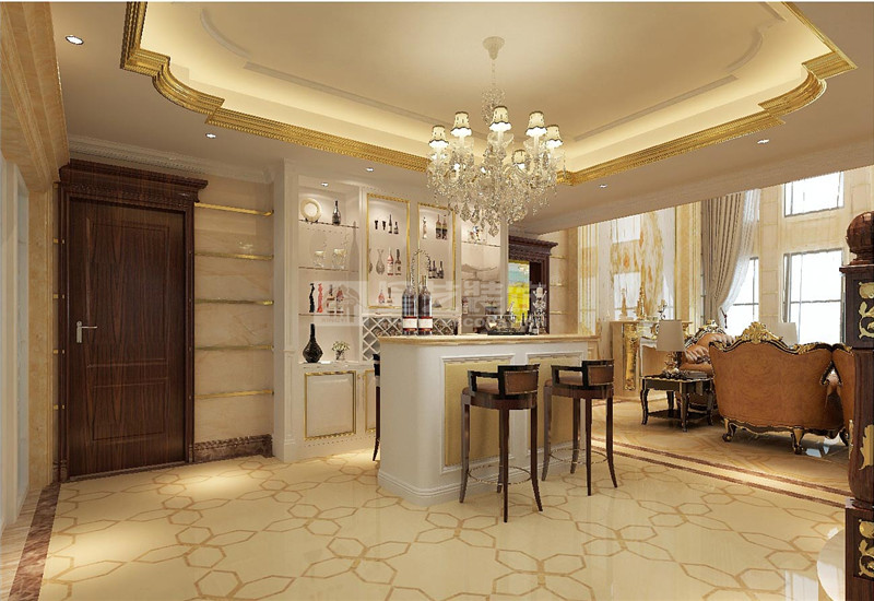 榮和大地320平歐式風(fēng)格吧臺裝修效果圖