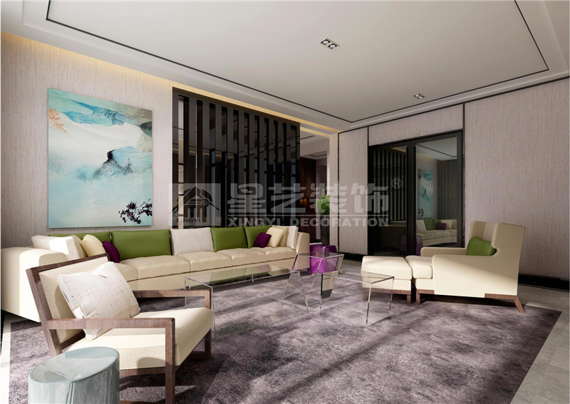 龍基傳媒星城179平現(xiàn)代簡(jiǎn)約客廳裝修效果圖