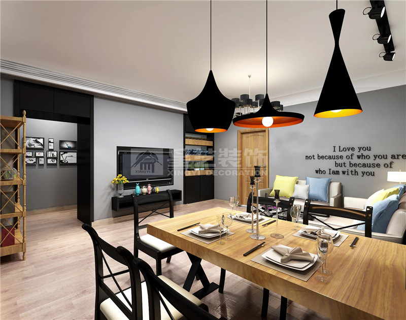 歐景庭園80平北歐風格餐廳裝修效果圖