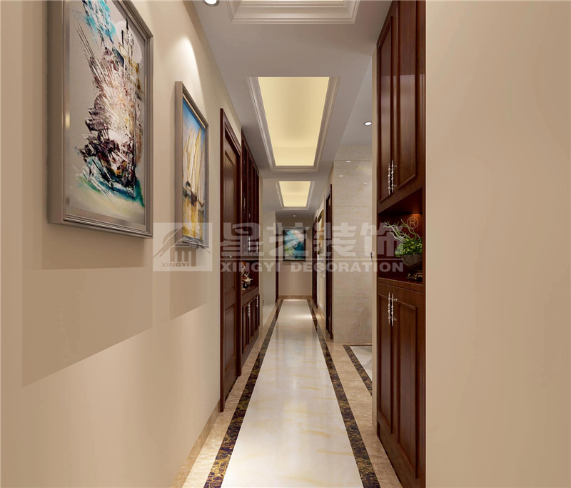 保利愛(ài)琴海105平美式風(fēng)格過(guò)道裝修效果圖