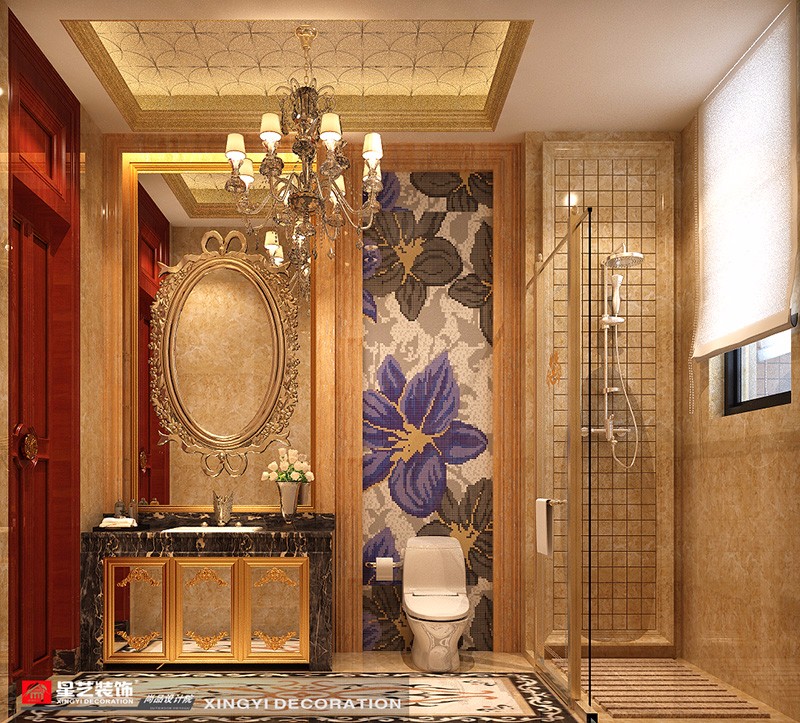 榮和公園尊府355平歐式風格公共衛(wèi)生間裝修效果圖