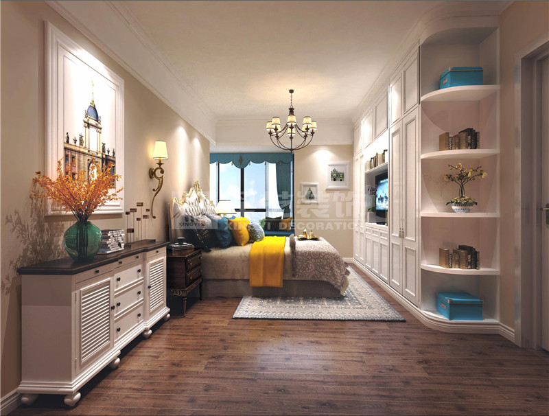 萬達茂120平美式風(fēng)格臥室裝修效果圖