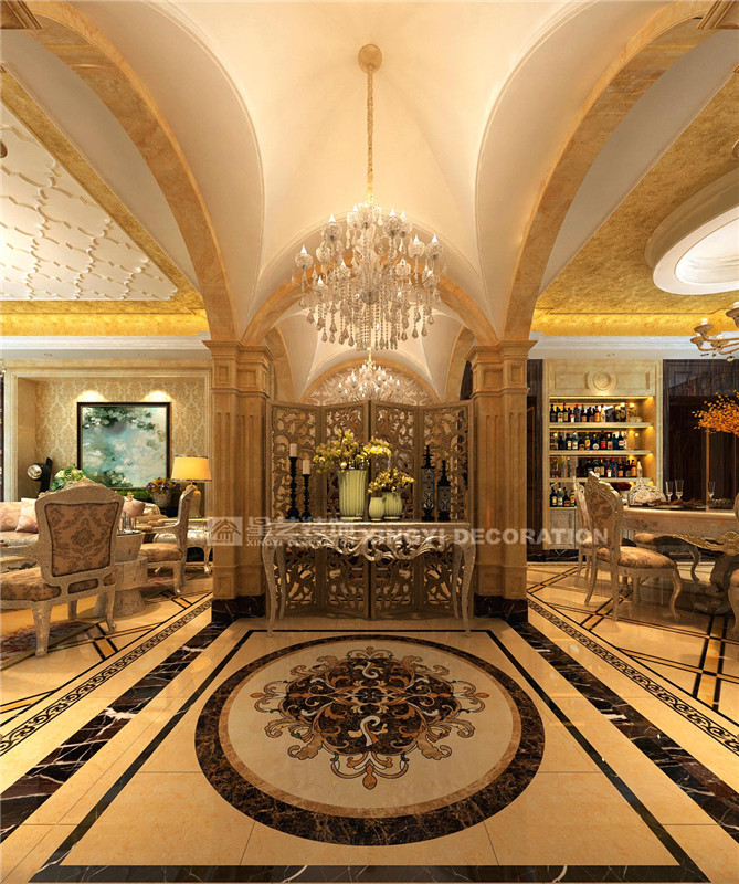 榮和公園尊府300平歐式新古典玄關(guān)裝修效果圖