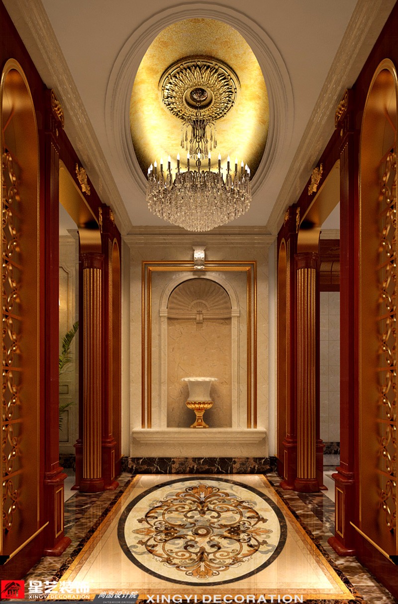 榮和公園尊府355平歐式風格過道玄關裝修效果圖