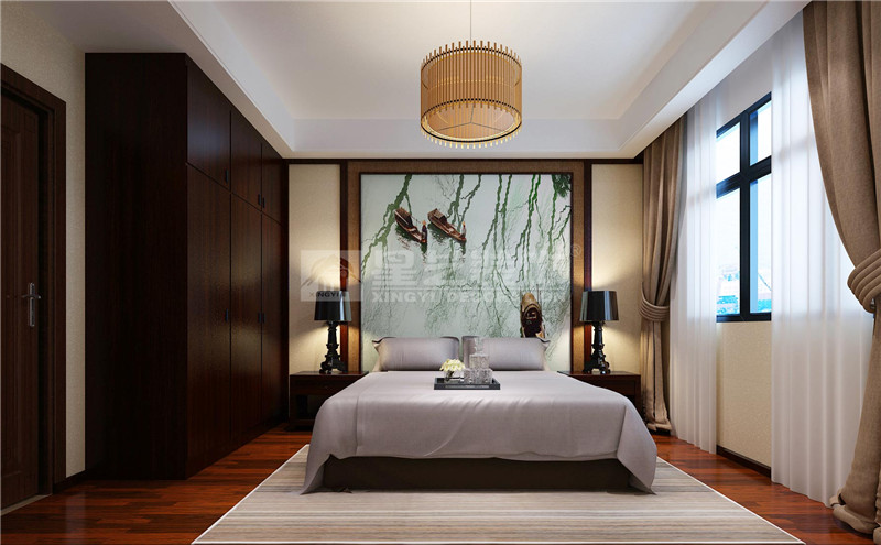 榮和大地180平新中式風格臥室裝修效果圖