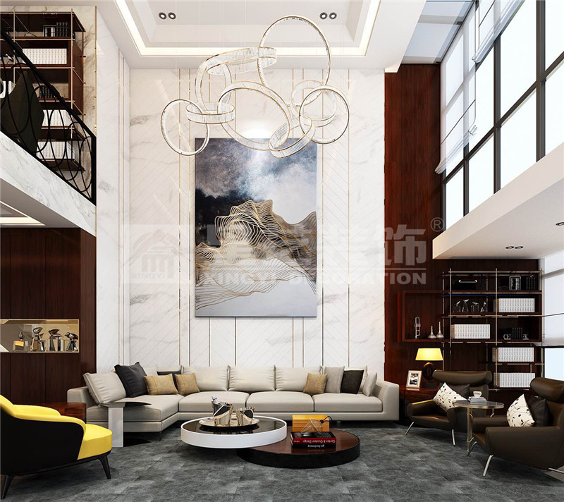 遠(yuǎn)辰山水一號300平簡約輕奢客廳裝修效果圖