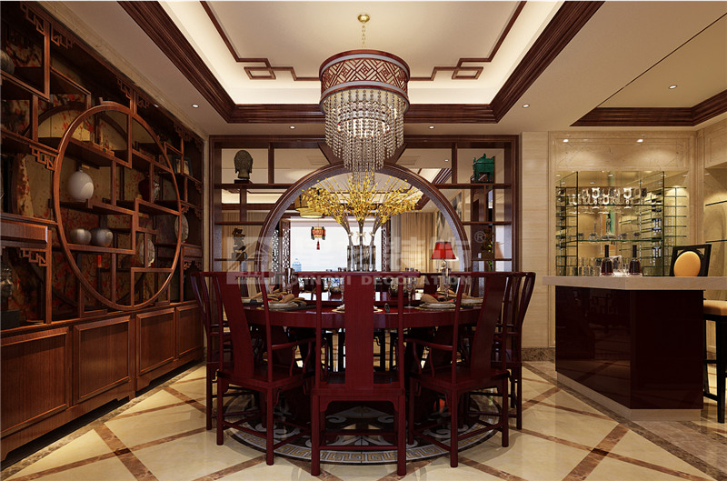 盛天東郡 211平中式風格餐廳裝修效果圖