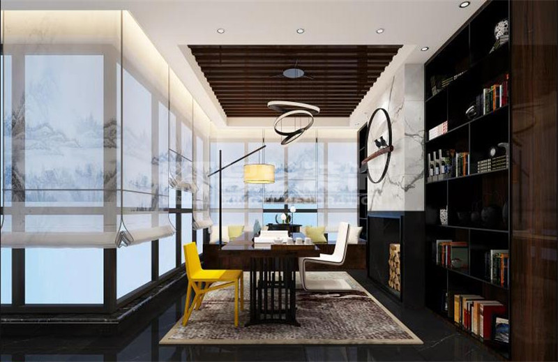 遠(yuǎn)辰山水一號300平簡約輕奢書房裝修效果圖