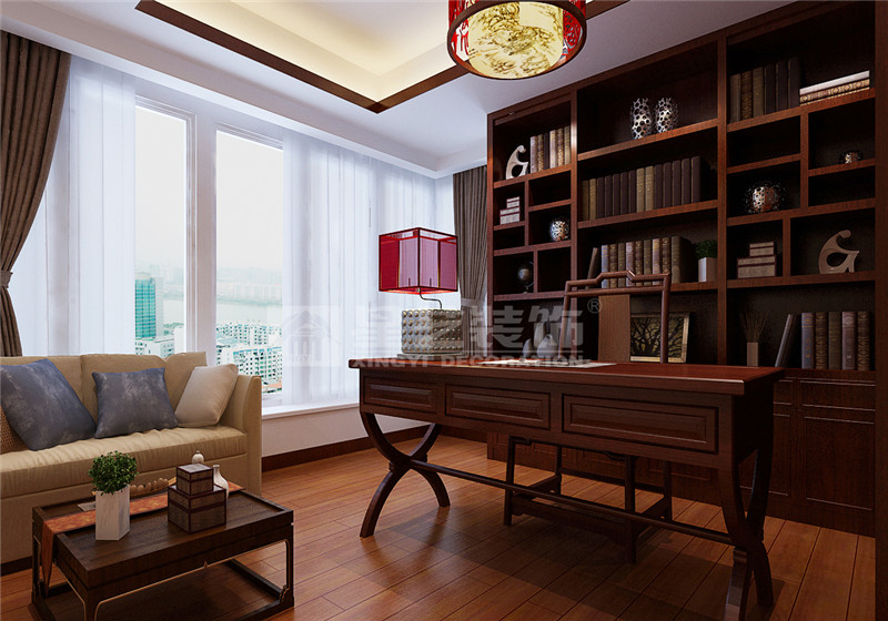 盛天東郡 211平中式風格書房裝修效果圖