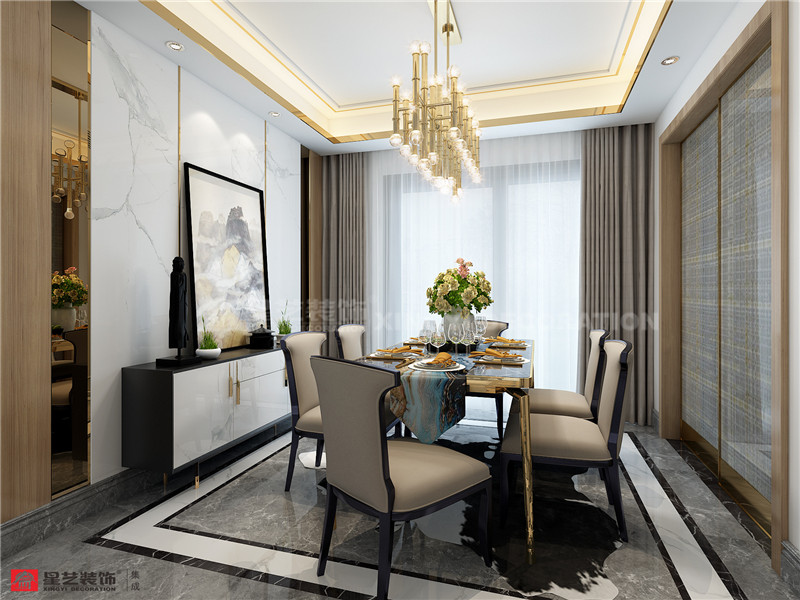 萬達(dá)茂140平現(xiàn)代簡約餐廳裝修效果圖