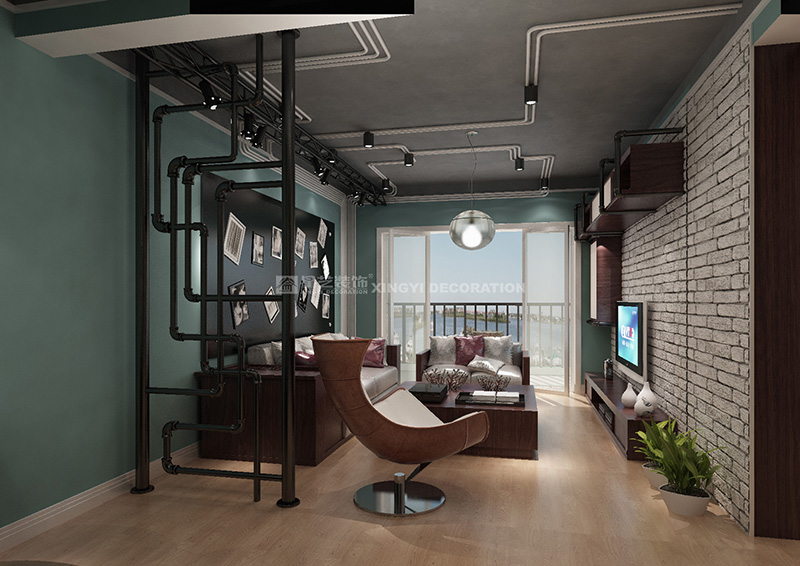 南寧星藝裝飾工業(yè)風(fēng)格客廳效果圖