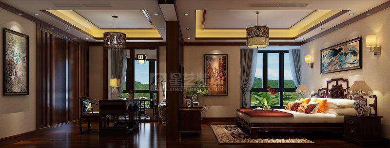 南寧星藝裝飾復式樓主臥書房裝修