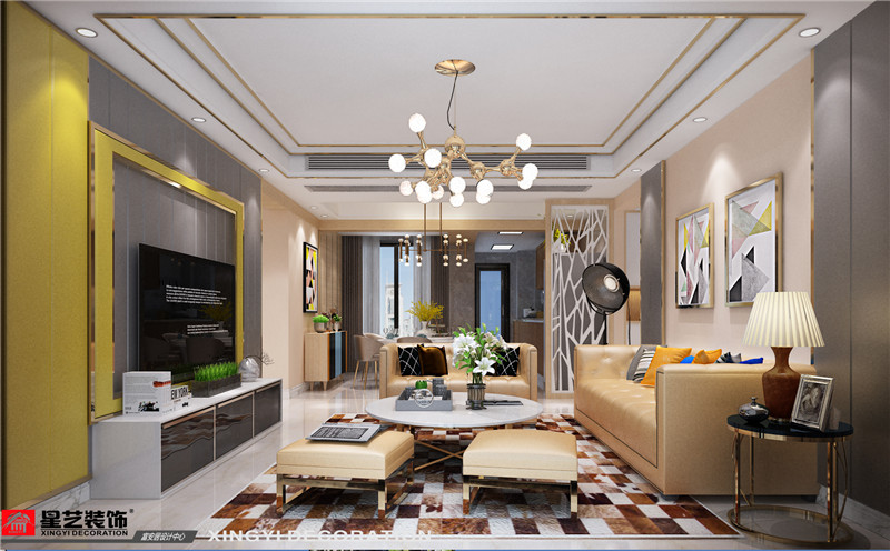 榮和千千樹(shù)133平客廳裝修效果圖