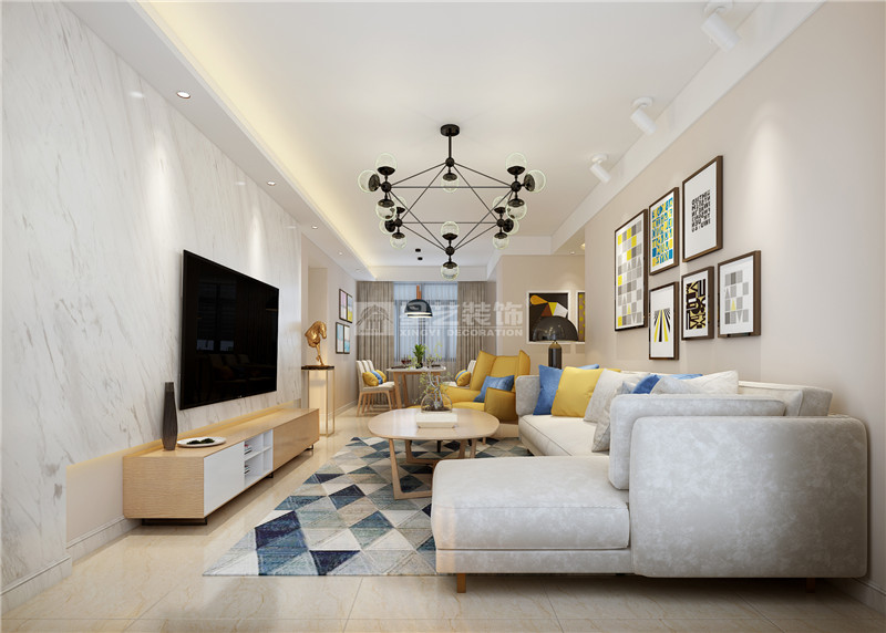 保利領繡前城123平客廳裝修效果圖