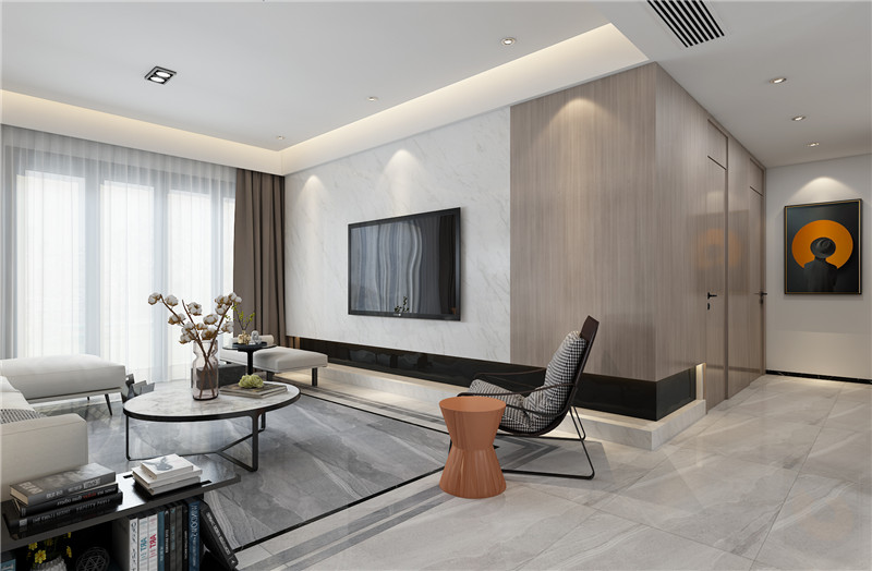 華發(fā)國(guó)賓壹號(hào)120平客廳裝修效果圖