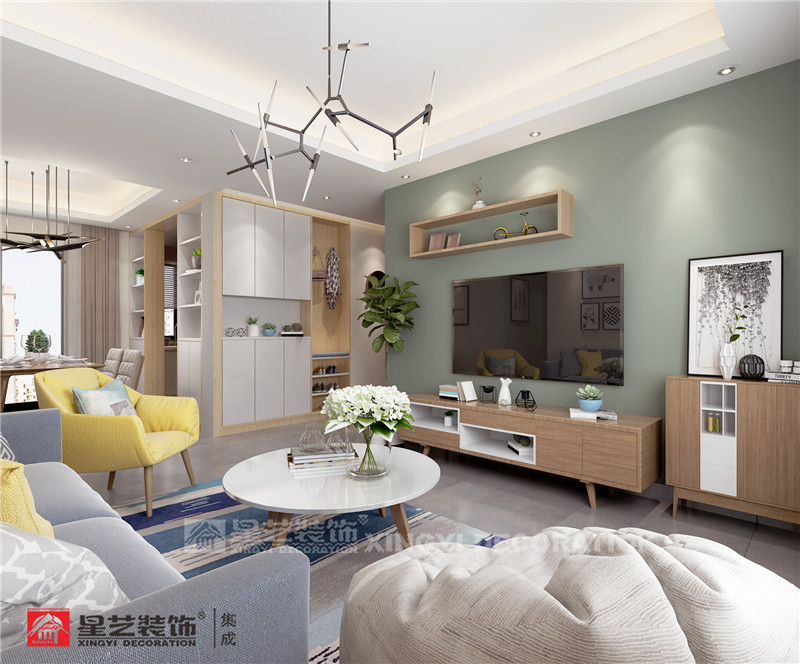 華潤(rùn)二十四城100平客廳裝修效果圖
