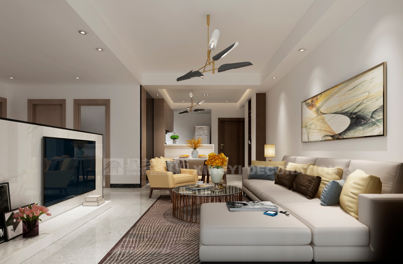 天譽花園120平客廳裝修效果圖