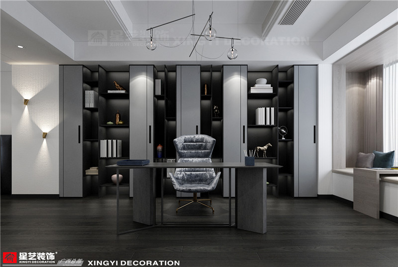 招商境界 215平書(shū)房裝修效果圖