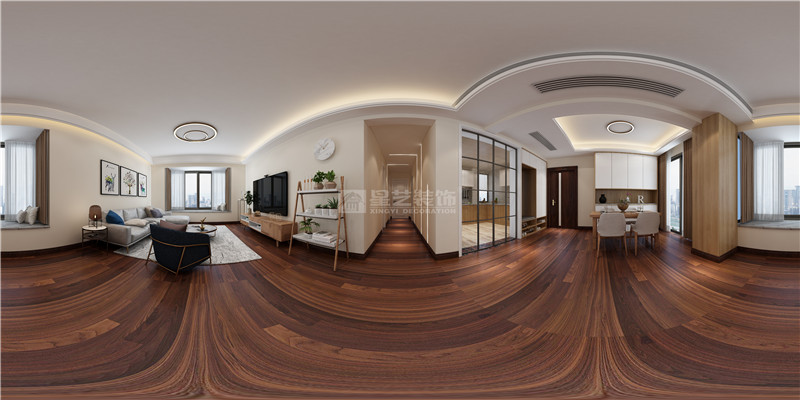 華發(fā)國(guó)賓壹號(hào) 134平客餐廳過(guò)道，廚房，裝修效果圖