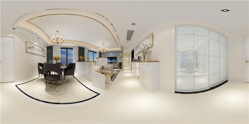 春江明月165平臥餐廳過(guò)道室廳裝修效果圖