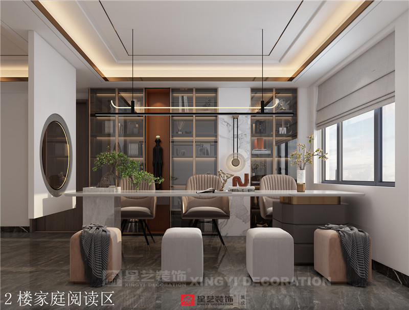 香語(yǔ)郡590平別墅閱讀區(qū)裝修效果圖