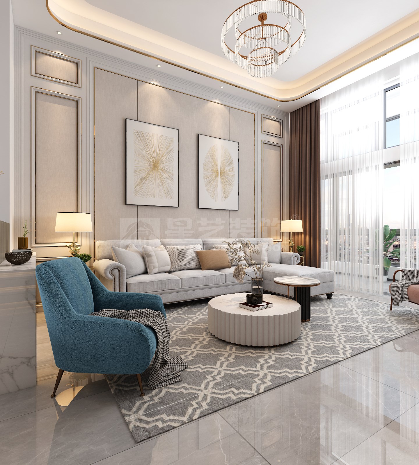 安吉山語城156平復式客廳裝修效果圖