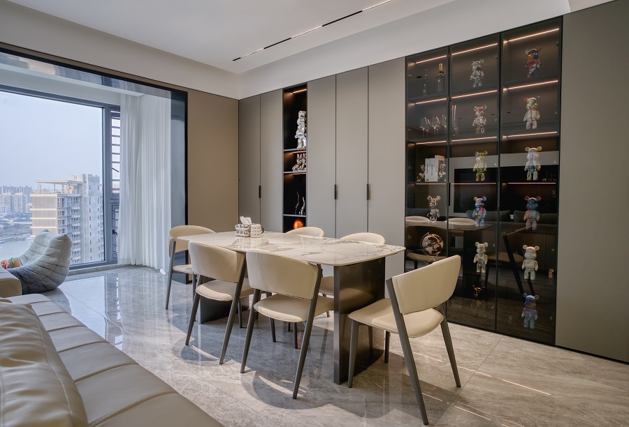 華潤西園149平現(xiàn)代輕奢餐廳實(shí)景