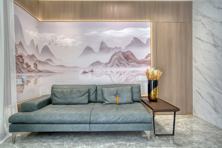 招商十里云裳160平新中式客廳實(shí)景