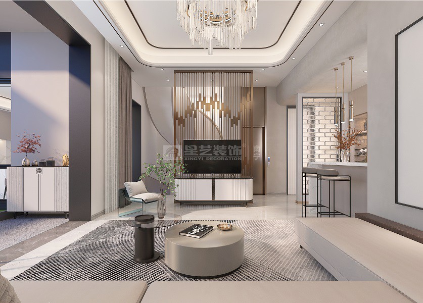 江南院子360平現代中式客廳裝修效果圖