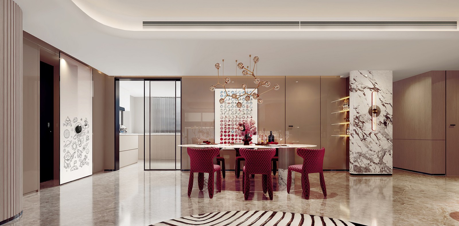 大唐臻觀190平現(xiàn)代輕奢風格餐廳裝修效果圖