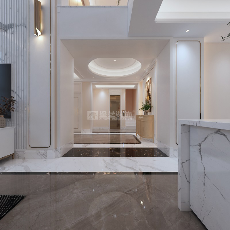 翡麗灣800平現(xiàn)代輕奢樓梯間裝修效果圖