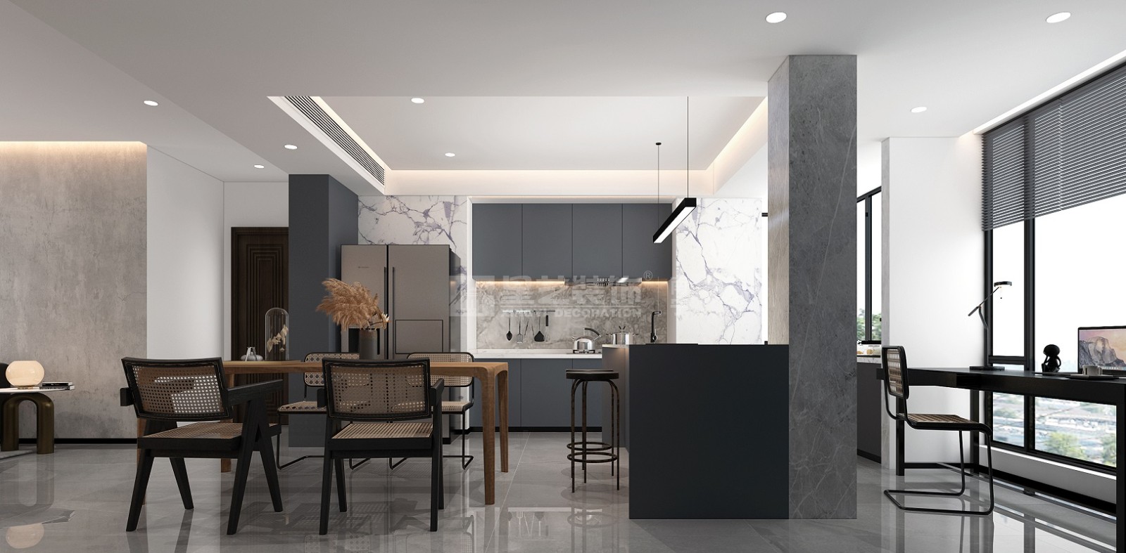 翡翠時光128平現(xiàn)代風格廚房裝修效果圖