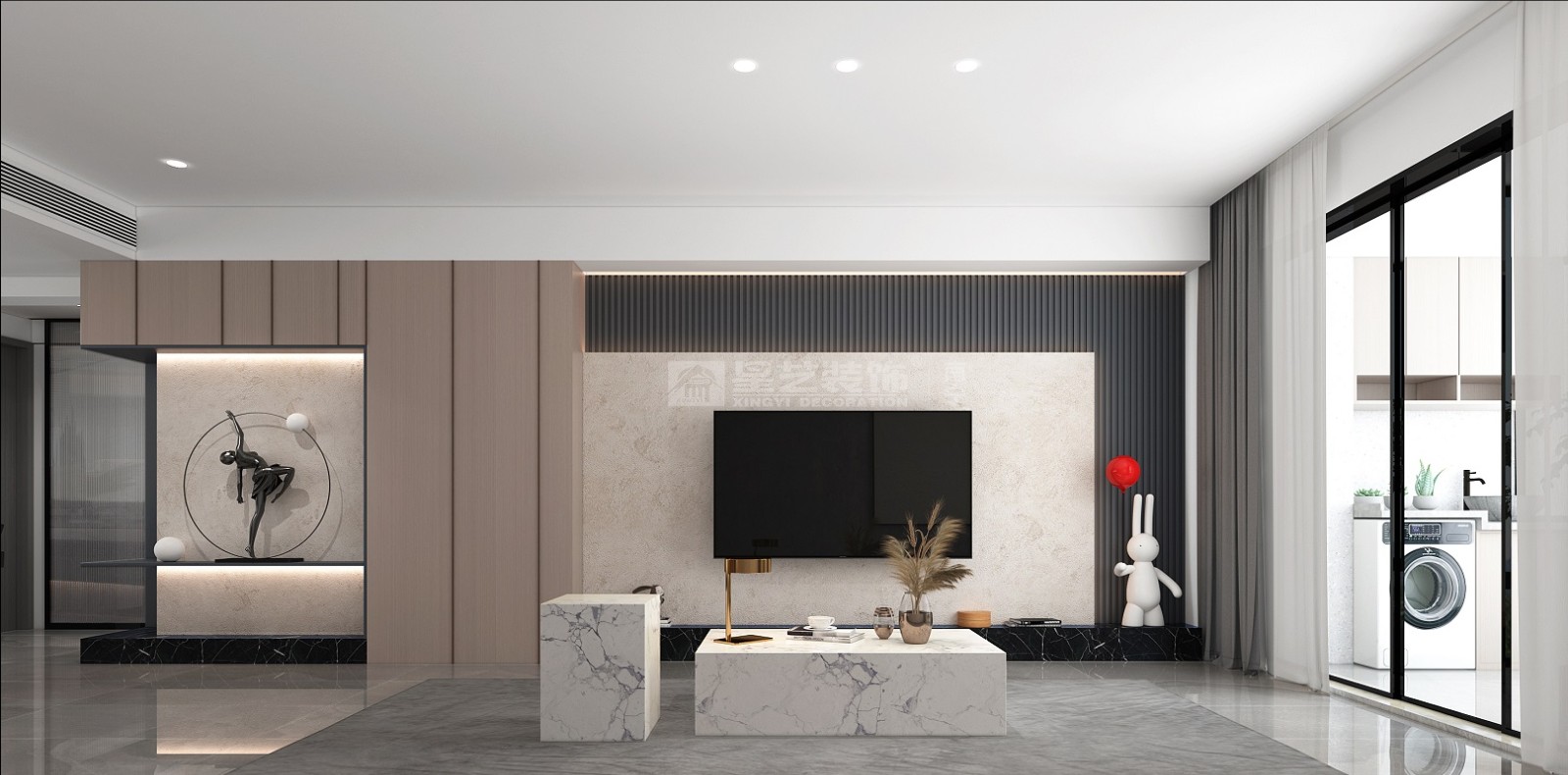 翡翠時光128平現(xiàn)代風格客廳裝修效果圖