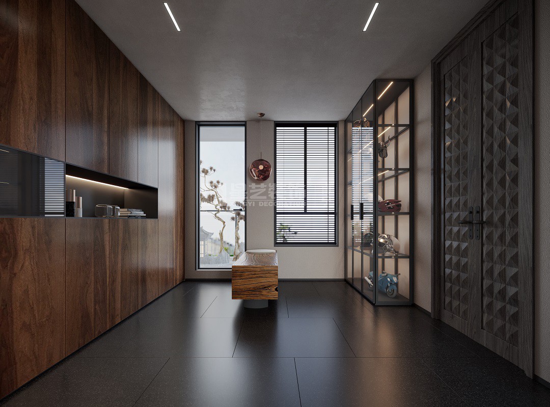 大唐臻觀197平工業(yè)侘寂風玄關裝修效果圖