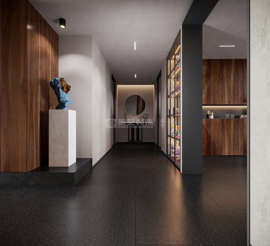 大唐臻觀197平工業(yè)侘寂風過道裝修效果圖