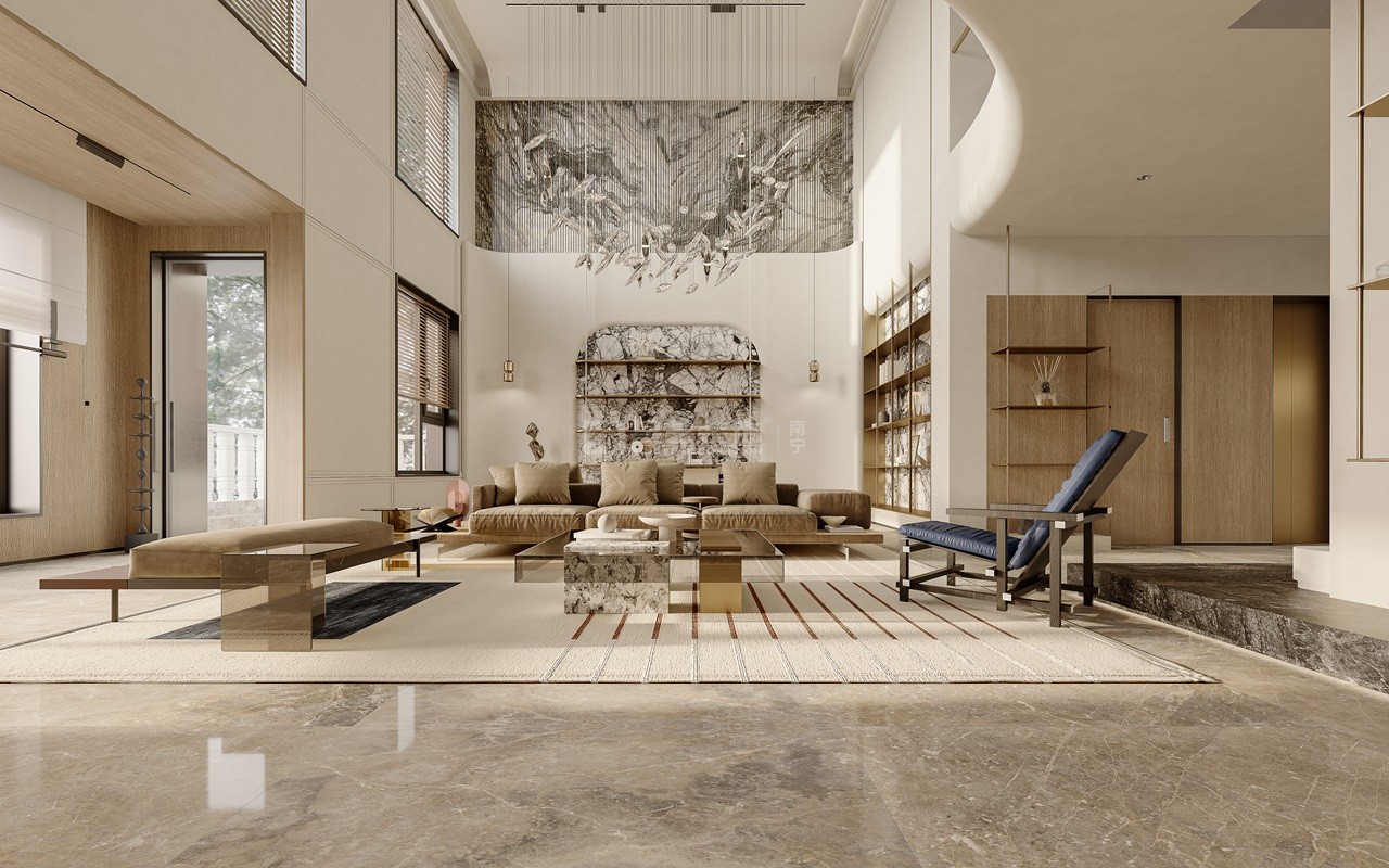 金源墅400平現(xiàn)代風格客廳裝修效果圖