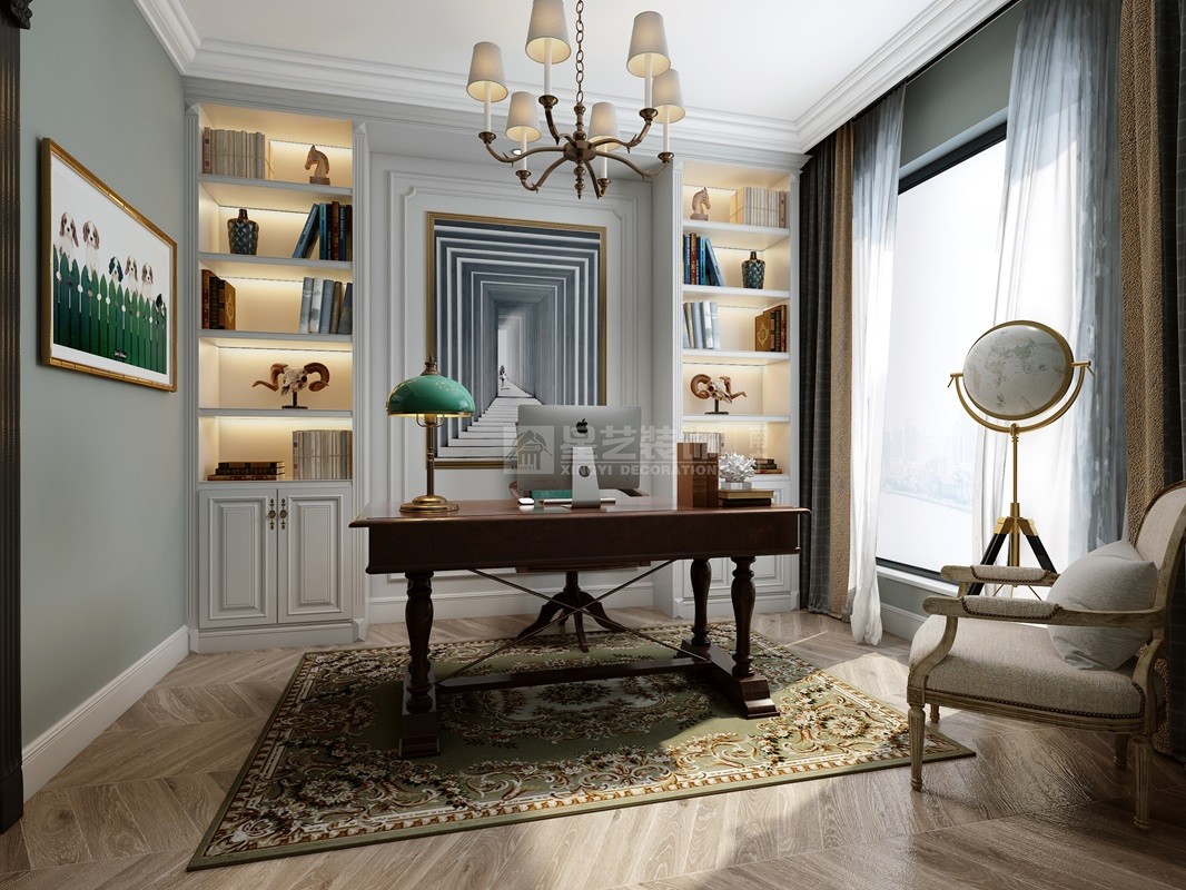 名門天境134平法式風(fēng)格書(shū)房裝修效果圖