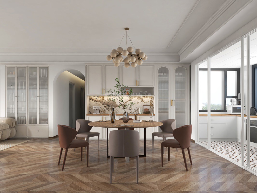 榮和瀾山府143平輕法式風格餐廳裝修效果圖