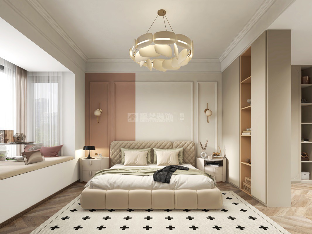 榮和瀾山府143平輕法式風格臥室裝修效果圖