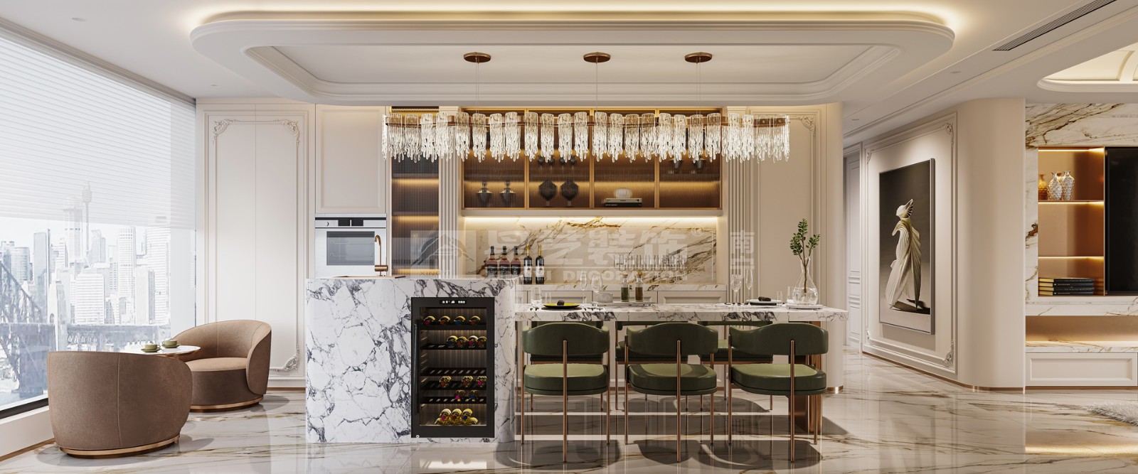 DK國際200平輕法式風(fēng)格餐廳裝修效果圖