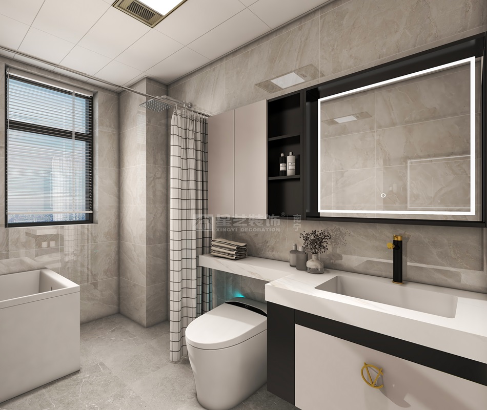 華夏院子137平現(xiàn)代簡約衛(wèi)生間裝修效果圖