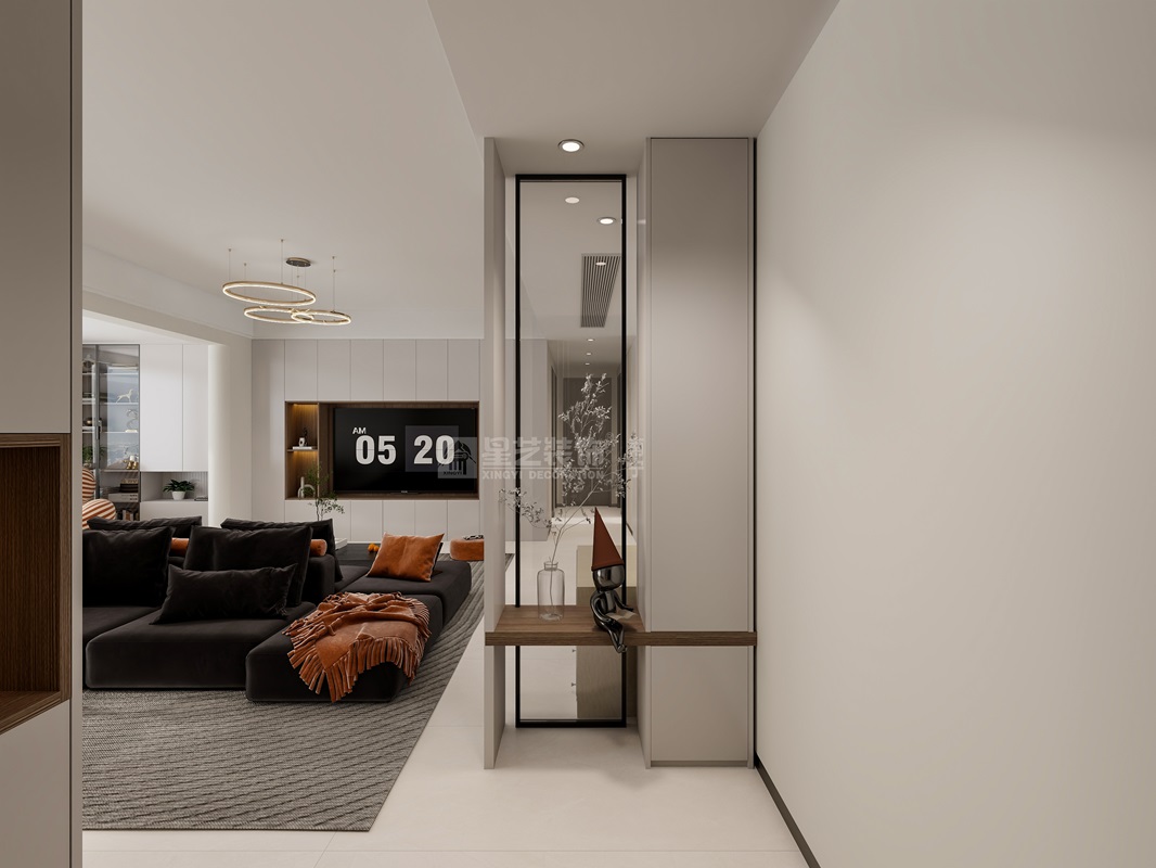 華夏院子137平現(xiàn)代簡約玄關裝修效果圖