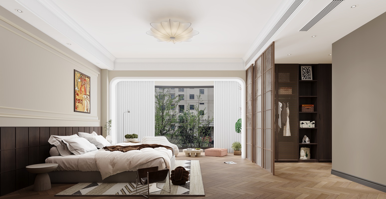 香榭里160平混搭中古風(fēng)臥室裝修效果圖