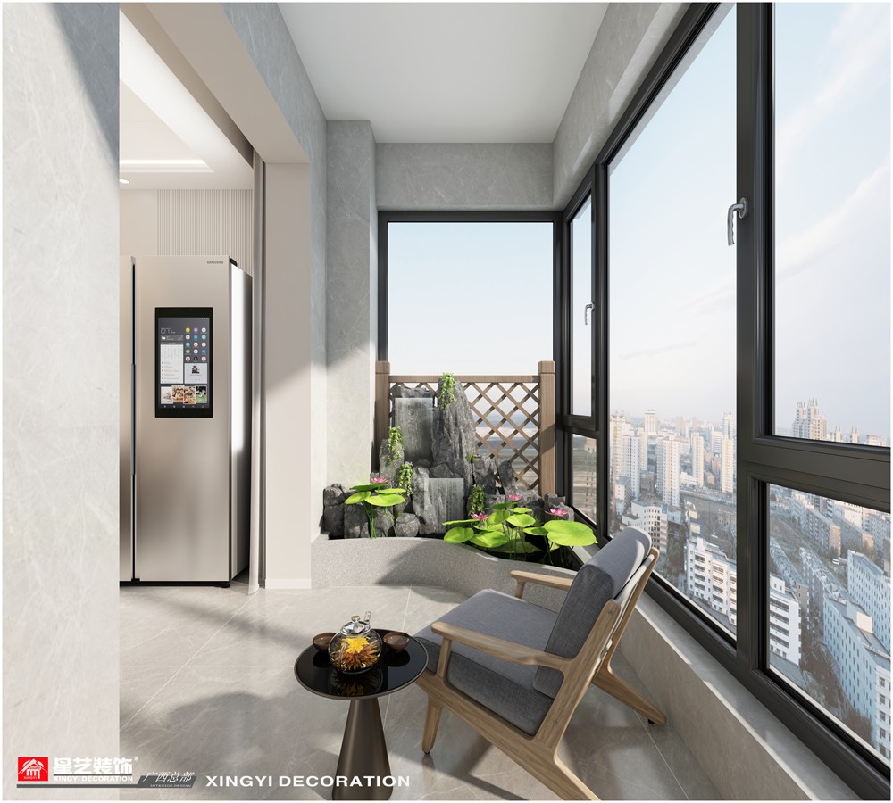 光明城市118平現(xiàn)代簡約陽臺(tái)裝修效果
