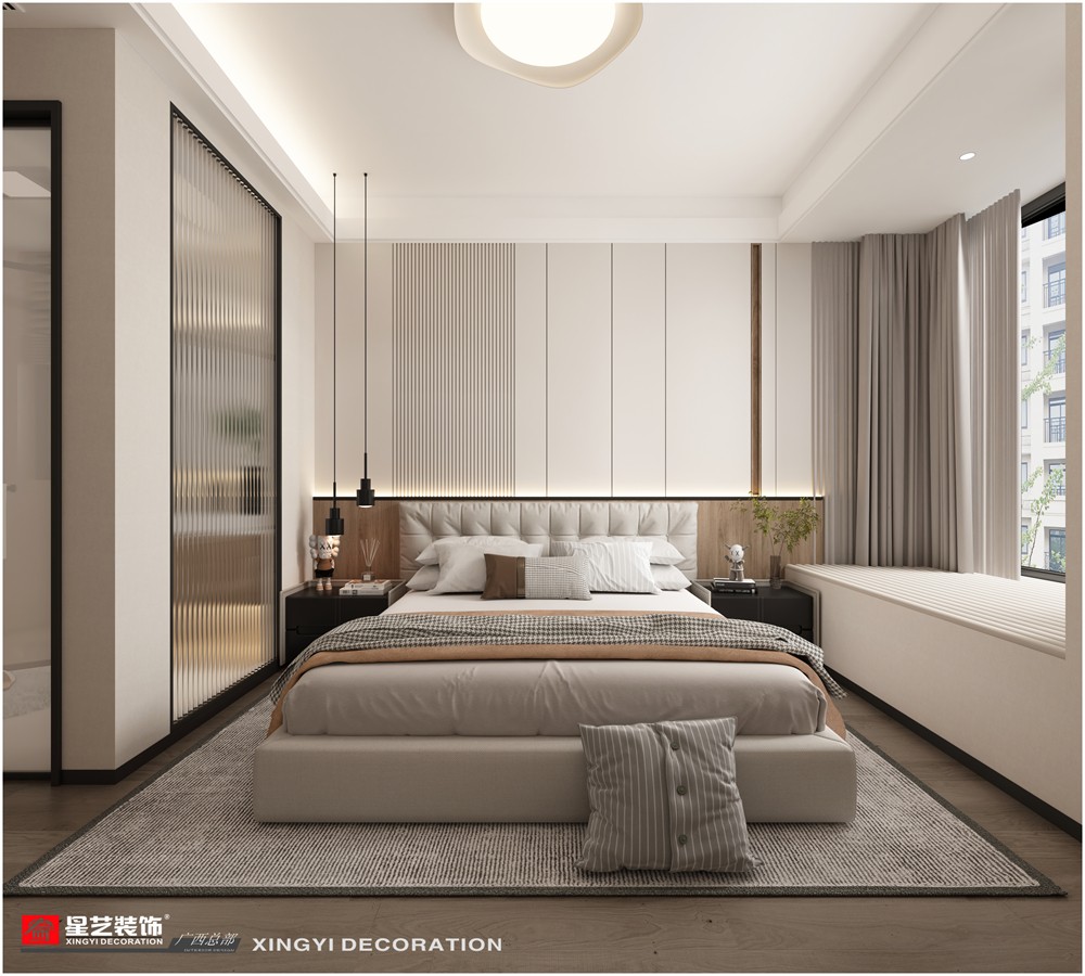 建發(fā)央璽120平現代簡約主臥裝修效果