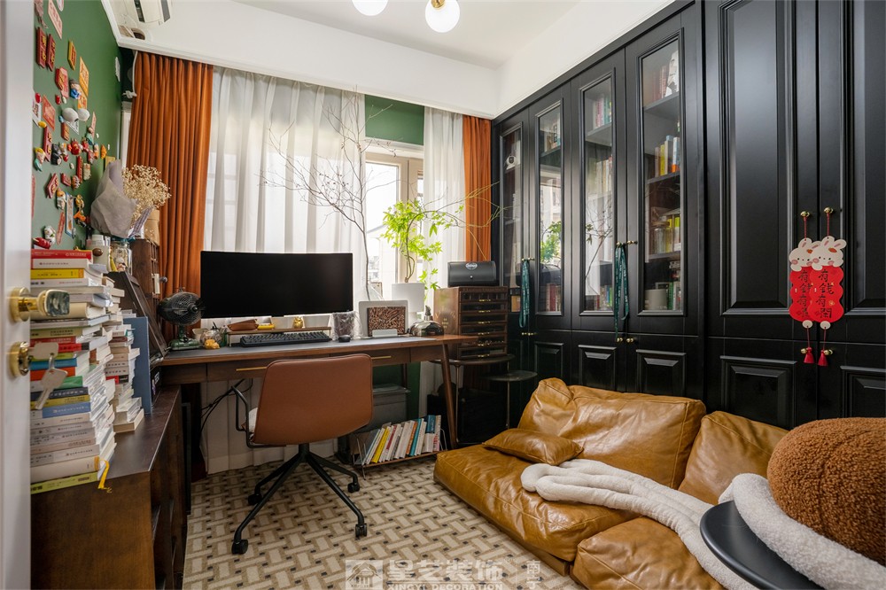 盛天青山郡120平法式復(fù)古書(shū)房裝修實(shí)景圖