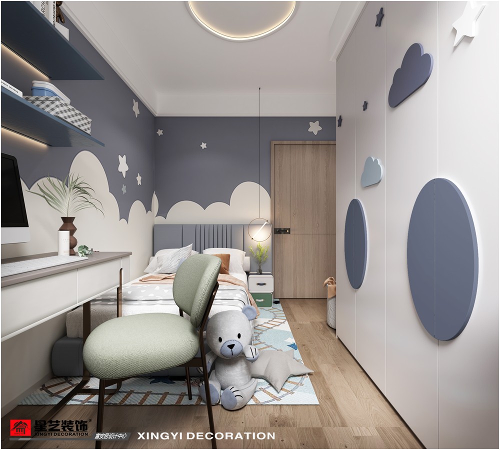 華潤二十四城120平現(xiàn)代簡約兒童房裝修效果