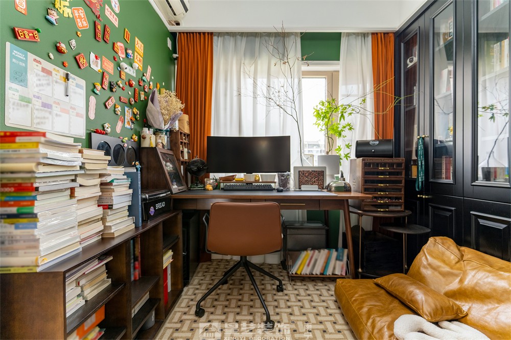 盛天青山郡120平法式復(fù)古書(shū)房裝修實(shí)景圖